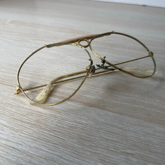 Vintage B&L Ray-Ban Bullet Hole Shooter Aviator Sunglasses FRAMES ONLY Gold - Picture 8 of 8